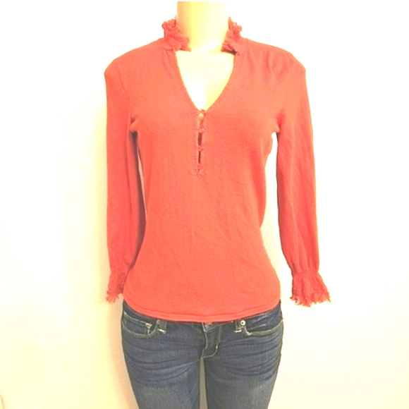 Etcetera Tops - Etcetera Coral Blouse with Ruffle Details